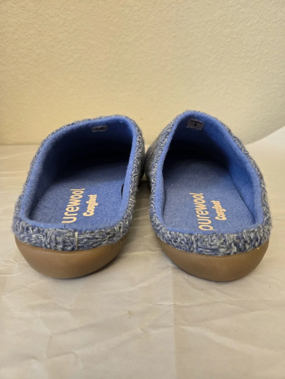 Cosyfeet Purewool Men's Sz 9 Slip On Benny Mules Blue Cable Knit Warm & Comfy